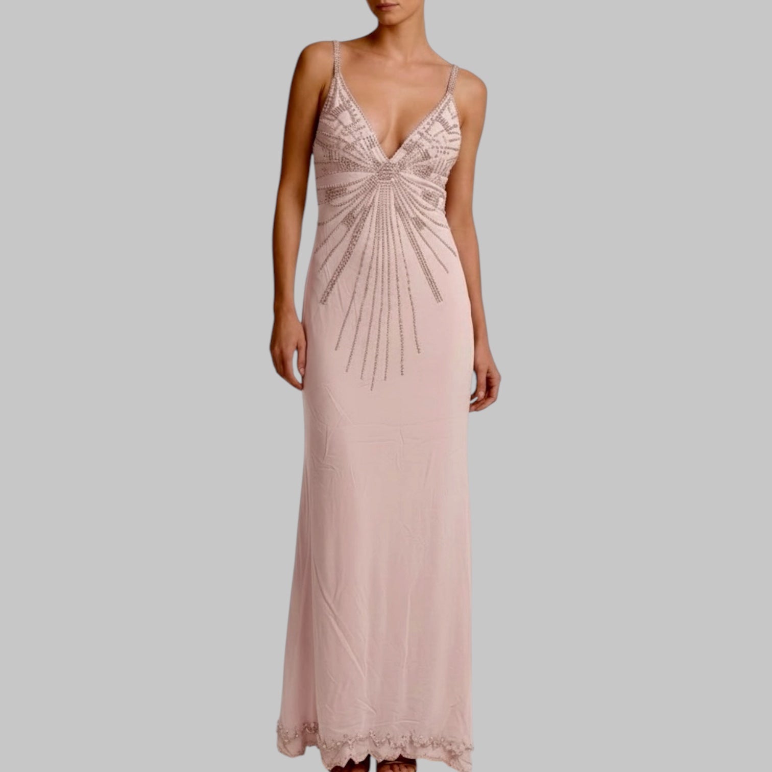 mandalay pink dress Mandalay Sequin Evening Gown with Sleeves 14 / Green